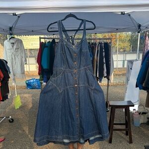 Pilcro Dark Blue Denim Midi Dress